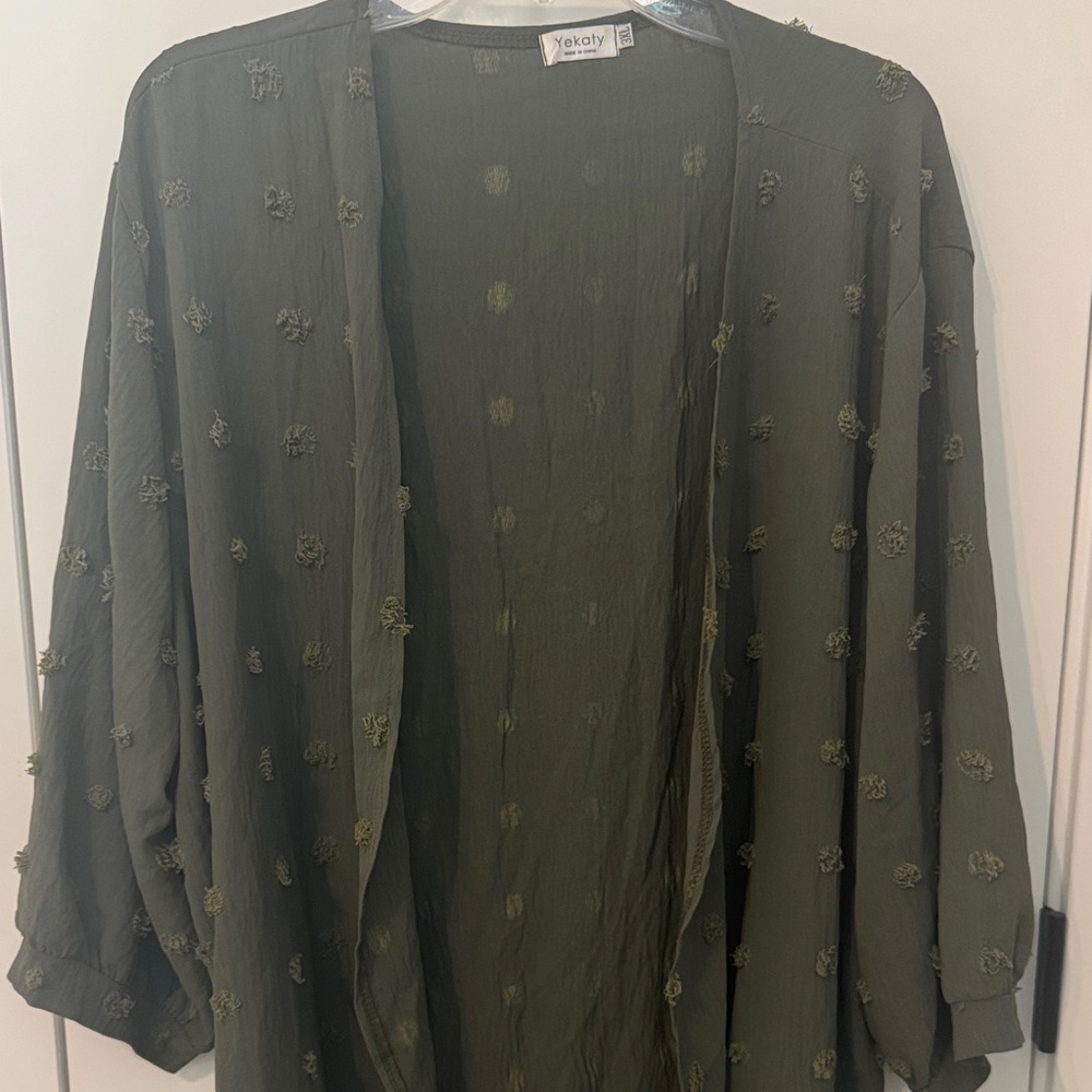 Olive Embellished Women's Kimono
